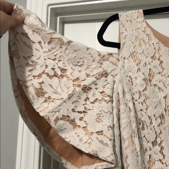 Eliza J White Lace Overlay Cold Shoulder Dress - Picture 5 of 7